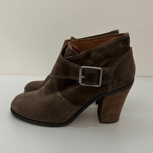 Lucky Brand Brown Suede Buckle Booties Size 7 or 37 M Boots